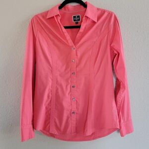 Express Pink Button Down Shirt with Notched Collar